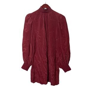 Alice and Olivia burnt orange 100% silk mini dress long sleeves sz S